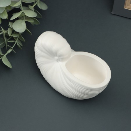 Gypsum vase decorative table "shell", for flowers, dried flowers, 8 × 13x7cm, white-4