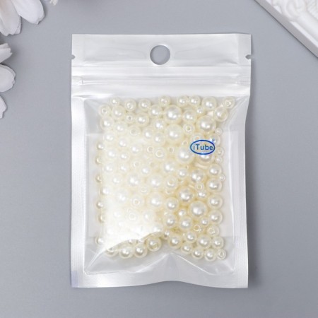 Beads for creativity plastic "Round. Cream" d = 3-8 mm, set 10 g-2