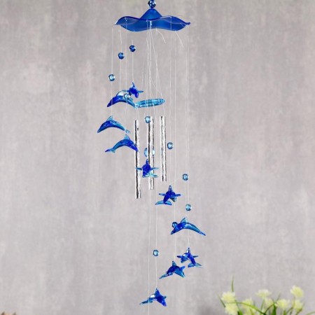 Wind music plastic "dolphin" 4 tubes + 11 figures-1