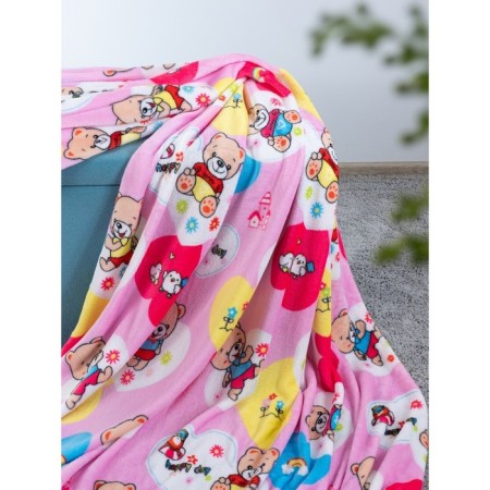 Happy Teddy Bear, size 150x200 cm, pink color-1