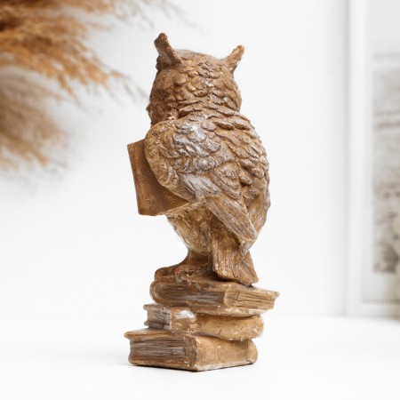 Figure "Owl on books" Brown, 14x6x6cm-2