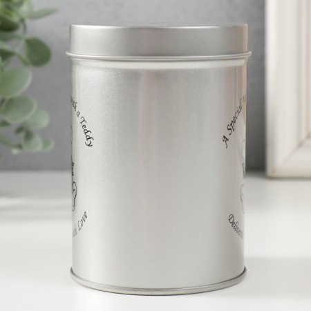 Casket Metal Cylinder "Bear a Slender" 7.5x7.5x11 cm-1