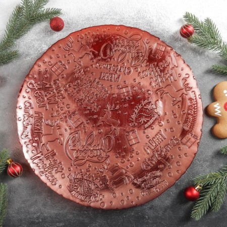 Layer plate "New Year", d = 35 cm, red color