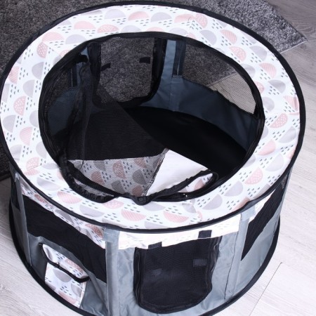An animal aviary, a tent with a pattern, round, 70 x 40 cm, gray-9