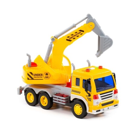 City Excavator car, inertial, with light and sound, yellow color-5