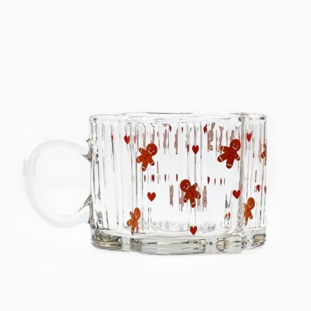 New Year. Glass mug "Gingerbread Man", 260 ml