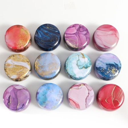 Casket Metal Round "Colored Marble with Golden Cracks" MIX 5x7x7 cm-8