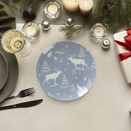 Plate "Winter Forest", d = 17.5 cm, blue color, porcelain-5