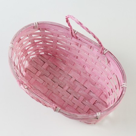 Wicker basket, 26 x 13 x 11 cm, pink, bamboo-2