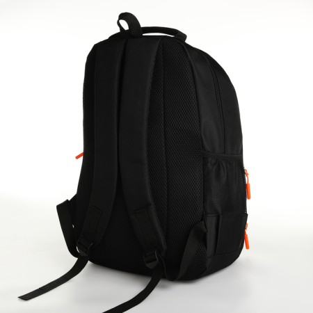 Youth backpack on a zipper, 4 pockets, black color/orange-3