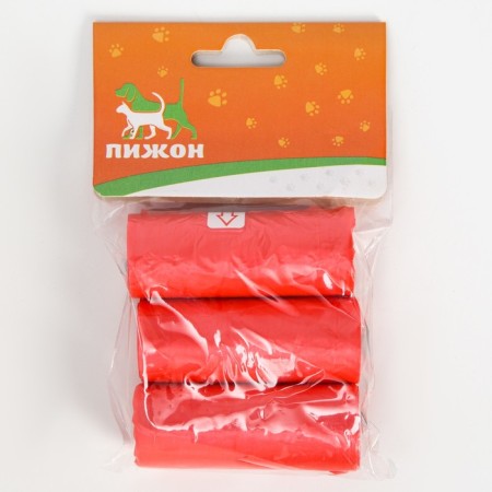 Packets for cleaning dogs are plain (3 rolls of 15 packages 29x21 cm), red-2