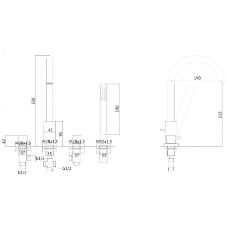 Bath mixer Abber Wasser Kreis AF8113B, on board the bath, shower, black-2