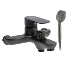 Bath mixer Zein Z3853, single -leaf, shower set, watering can 5 modes, graphite