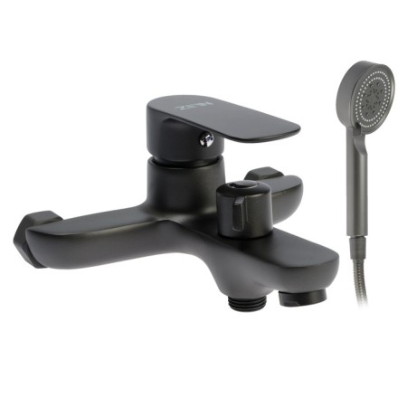 Bath mixer Zein Z3853, single -leaf, shower set, watering can 5 modes, graphite