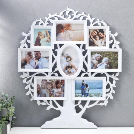 Photo frame in 8 photos 10x10, 10x15 cm "Family Tree" White 60x50x2 cm