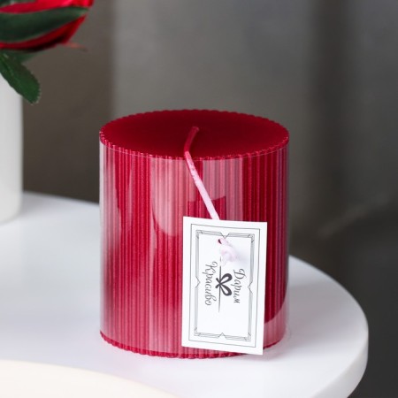 Candle "relief", 7 × 7.5cm, red metallic-1