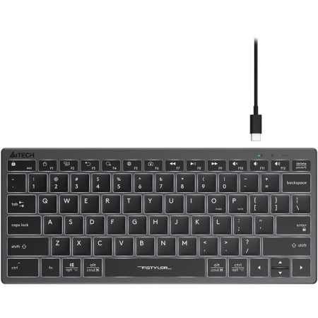 Keyboard A4Tech FSTYLER FX61 Gray USB Slim Led (FX61 Grey)-6
