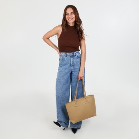 Zipper bag with lightning, beige color-6