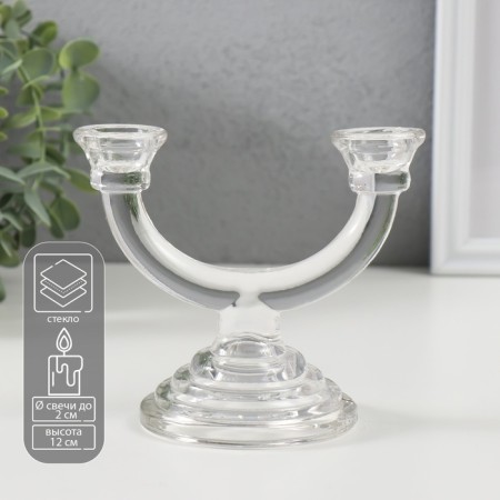 Glass of Glass for 2 candles "frapp" transparent 9x14x12 cm