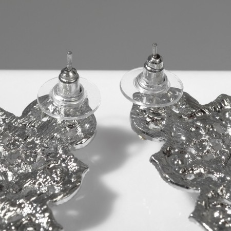 Earrings with rhinestones "Triumph of light" drop, white color in silver, 11.5 cm-3