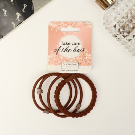 Hair elastic band "Milena" (set 4 pcs) weaving, 4 cm, mix
