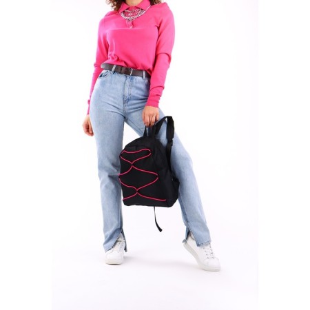 School backpack textile with lacing, black color-8