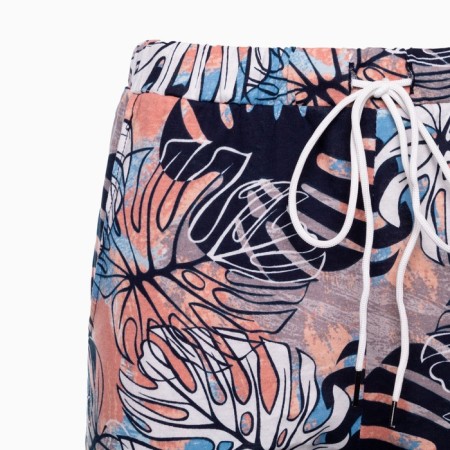 Female trousers with print, white/pink color, size 46-7