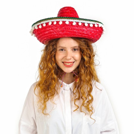 Carnival hat "Sombrero", red color-1