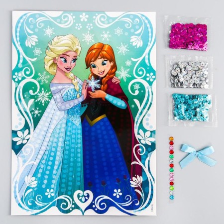Flooding with sequins cold heart, 3 colors of sequins, bow, a4-7