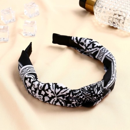 Hair cap "Amata" Ornament, 3 cm, black and white
