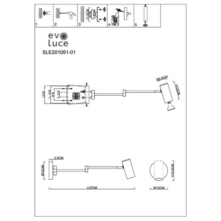 Wall lamp EVOLUCE. Sle201051-01. Zoom. 1x5 W, GU10, 4000K, 12x13.5 cm, white color-2