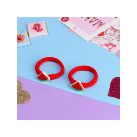 Hair gum "Summer mood", set 2 pcs., Watermelon, 3.5 cm, red-1