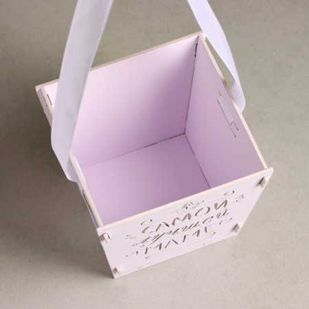 Wooden Kashpo "The Best Mom" ​​(12*12*10.5) Lilac pastel-white-2