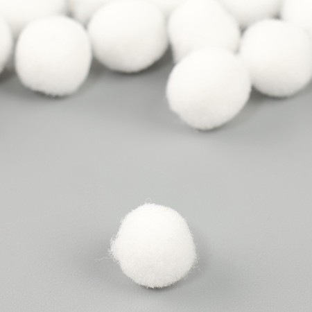 A set of textile details for the decor "bombs" 100 pcs. set, size 1 pc. - 0.6 cm, white color-3