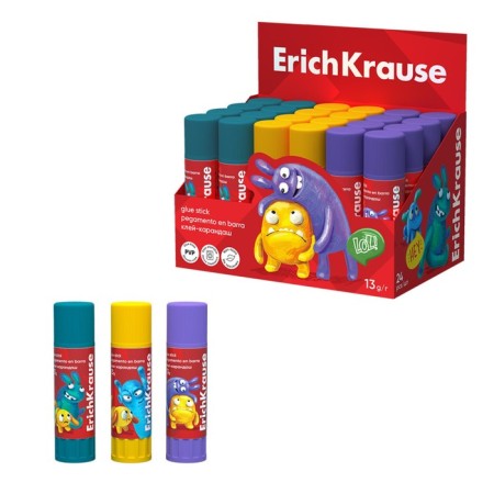 Glue pencil 13g Erichkrause EasyStick "Jolly Friends" PVP, economical consumption, mix