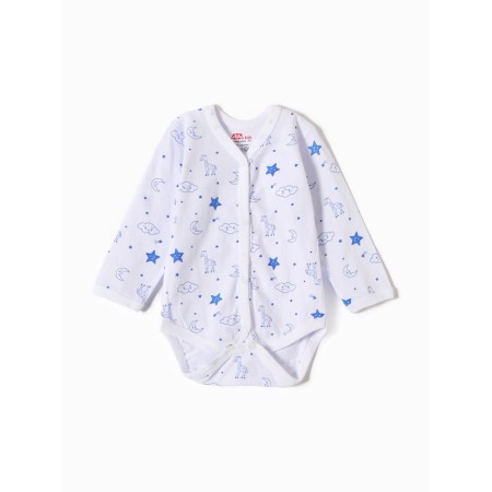 Body baby with a long sleeve "Giraffes", white/blue color, height 68