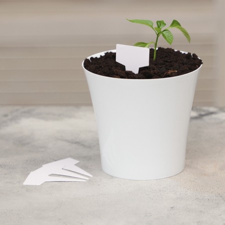 Garden signs for marking, 7 cm, set 20 pcs., Plastic, white, Greengo-5