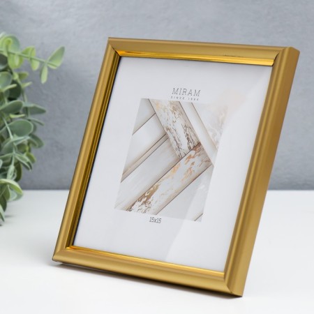 Photo frame Plastic "Mira" 15x15 cm gold (plastic screen)-1