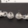 Hanging earrings with rhinestones "Dolce Vita" shine, white-golden color in silver