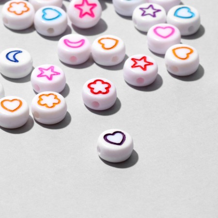 Acrylic bead "drawings" mix, 7 × 4 mm, set 10 g, color mix-1