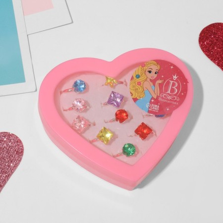 Rings children's set of 12pcs "chosen", mix shape, mix color in silver, b-r-3