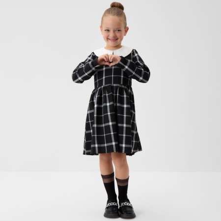 Baby dress kaftan "Cell", p. 34 (122-128 cm), black-4