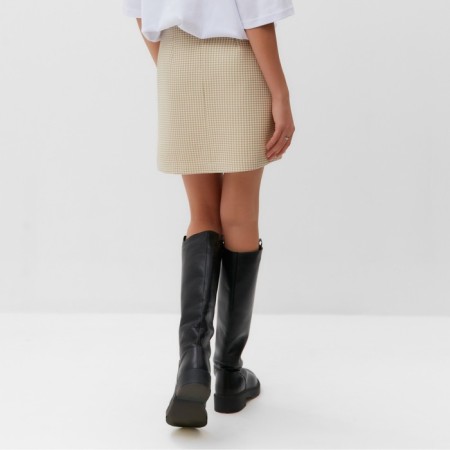 Women's skirt with a cut Mist p. 42, beige/white-3