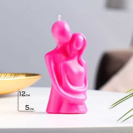 Figure candle "Lovers", 12 cm, pink