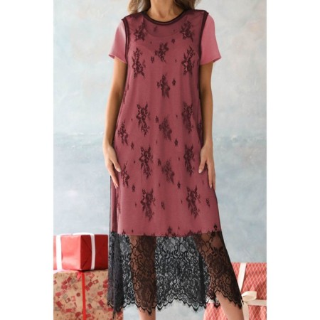 Women's dress, size 42, coral color, black-5
