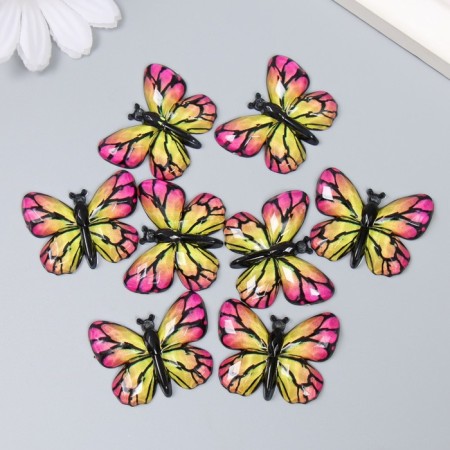 Decor for creativity plastic "Butterfly, yellow-pink wings" 2.5x3.2 cm-2