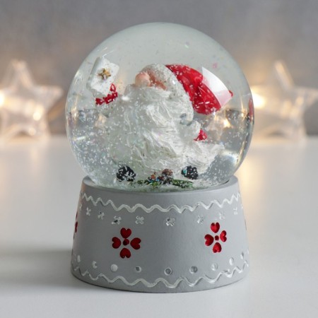 Souvenir Polystone Water Ball "Santa Morozik with a long beard" 6.5x6.5x8.5 cm-4