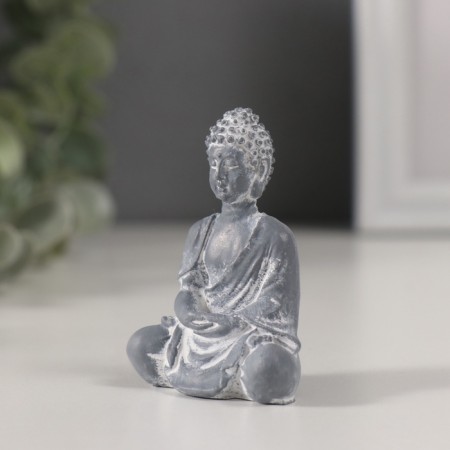 Polystone souvenir "Buddha in the lotus position" Gray 2.5x4x6 cm-3