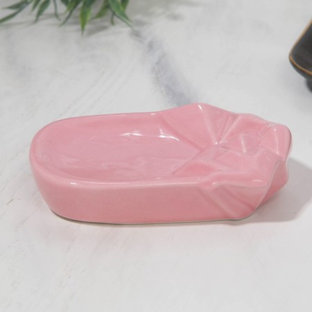 Soap dish "pink", ceramic, 12 x 8.5 cm-2
