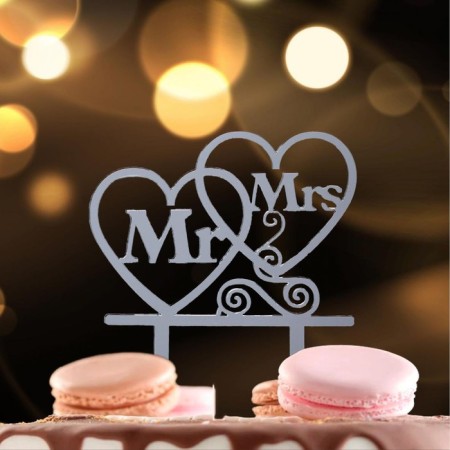 Topper in Mr & MRS cake, silver color-1